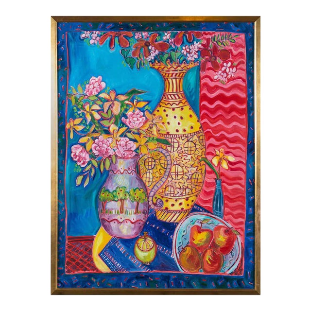 1990s Still Life Acrylic Painting by Jane Kewin, Framed For Sale