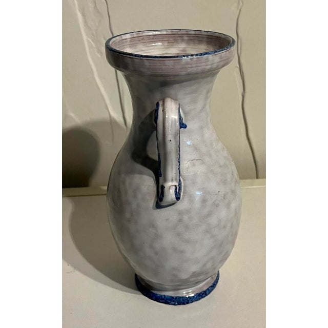 Art Deco Folk Art Studio Pottery Blue and White. Loving Cup Vase For Sale - Image 3 of 7