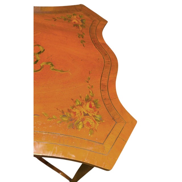 Brown 19th Century English Adam Style Satinwood & Maple Scalloped Side Table. For Sale - Image 8 of 8