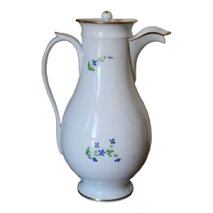 Antique Early 19th Century French Empire Clignancourt Paris Porcelain Coffee Pot in the Famed Sprig Cornflower Pattern 1810