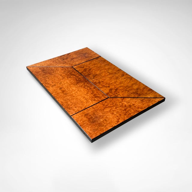 1980s Burl Wood Coffee Table with Bar by Paul Michel for Roche Bobois, 1980s For Sale - Image 5 of 10