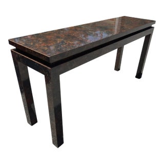 1970s Tortoiseshell Laminate Parsons Sofa Table Style of Milo Baughman For Sale