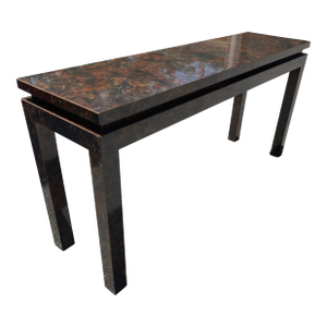 1970s Tortoiseshell Laminate Parsons Sofa Table Style of Milo Baughman