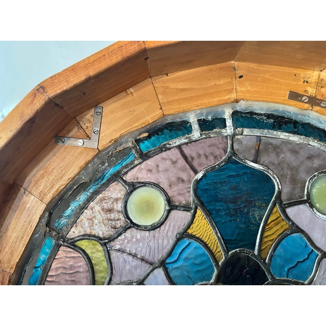 Late 19th Century 19th Century Victorian Stained Glass Dome Top Window Panel For Sale - Image 5 of 12