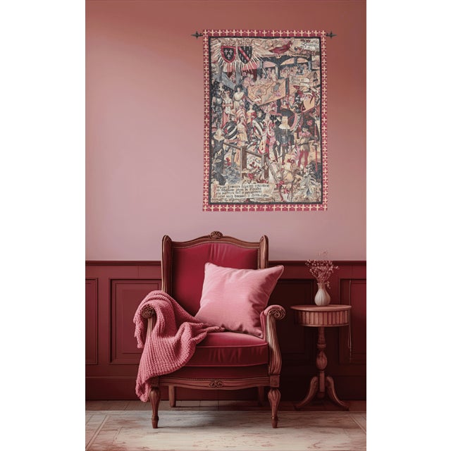 This tapestry beautifully recreates Jean-Paul Laurens' 1895 oil painting depicting a dramatic late 15th-century tournament...