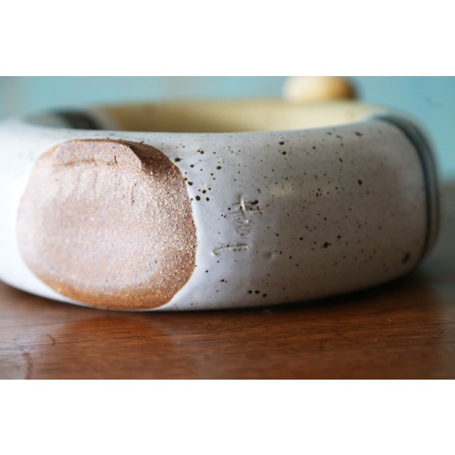 1970s Studio Ceramic O-Shaped Vase Decanter Flask For Sale - Image 6 of 6