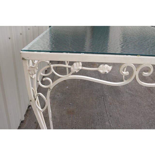 Vintage John Salterini Style Wrought Iron & Glass Dining Table & 4 Wrought Iron Chairs For Sale - Image 12 of 13