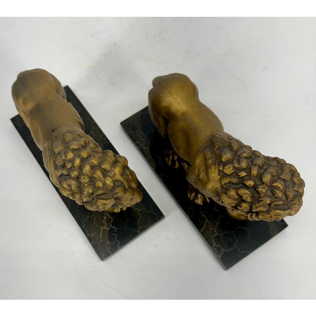 Pair of 1960s Lion Bookends on Faux Marble Bases For Sale - Image 11 of 12