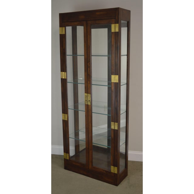 Campaign Style Vintage Narrow Tall Curio Display Cabinet Chairish