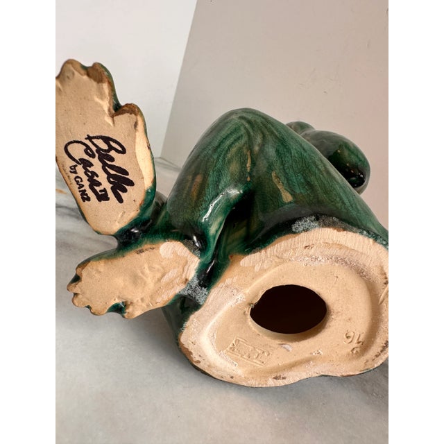 Green Hear No Evil Monkey Majolica Style Ceramic Sculpture For Sale - Image 8 of 8