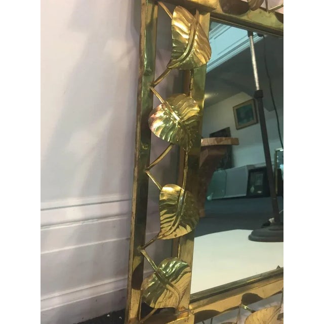Hand Formed Brass Leaf and Flower Modern Mirror For Sale In Philadelphia - Image 6 of 9