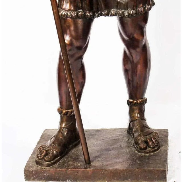 Life-Sized Bronze Roman Gladiator with Spear For Sale - Image 6 of 10
