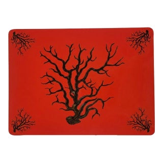 Vintage Italian Hardboard Placemat With Naturalistic Coral Motif For Sale