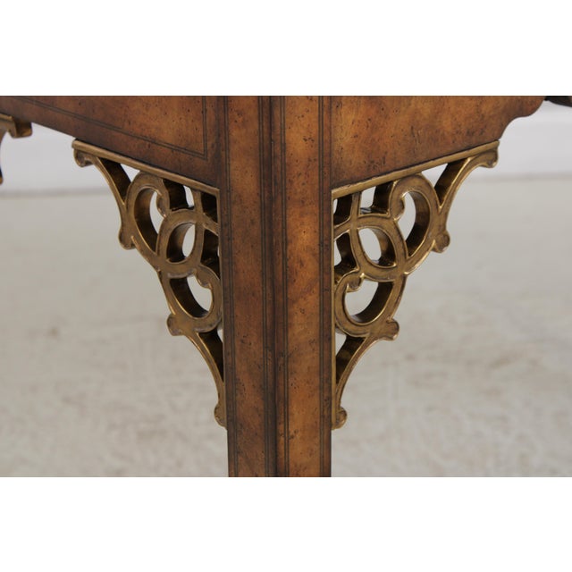 Maitland Smith Burl Wood 3 Drawer Writing Desk Console For Sale - Image 12 of 18