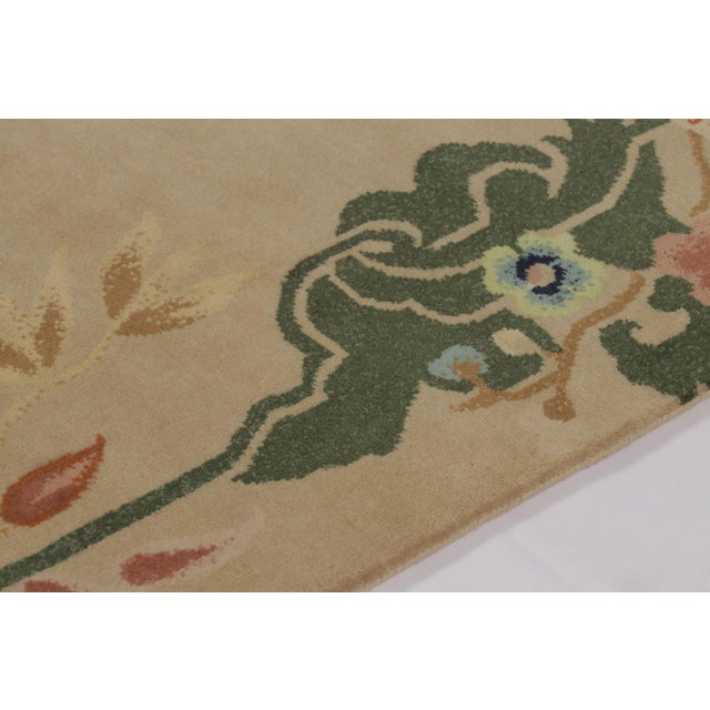 Art Deco Rug & Kilim’s Extra-Long Chinese Art Deco-Style Custom Runner, Beige With Floral For Sale - Image 3 of 10