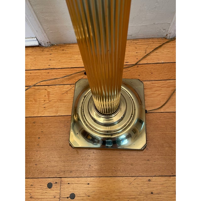 Art Deco Art Deco Rembrandt 71" Tall Brass Toirchierre Floor Lamp Pair. Fabricated in 1987 - a Pair For Sale - Image 3 of 4