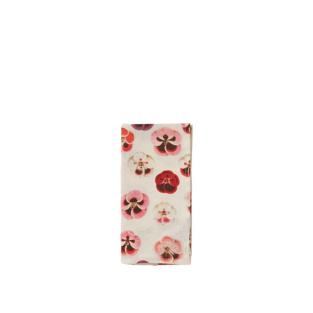 Micro Pansy in Linen Large Napkins Set of 2 For Sale - Image 4 of 5