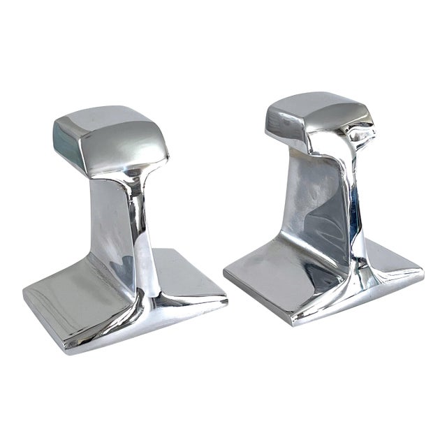 Chromed Railroad Tie Bookends For Sale