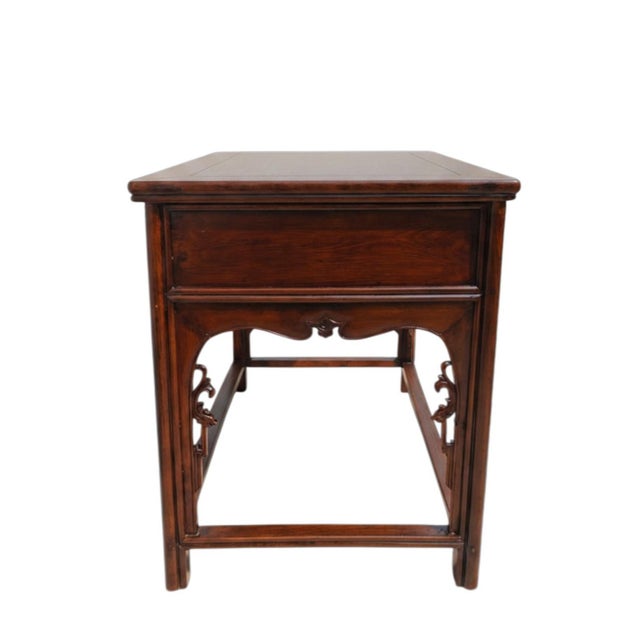 Mid 19th Century Antique 19th Century Chinese Shanxi Solid Walnut 2-Drawer Side Table For Sale - Image 5 of 7