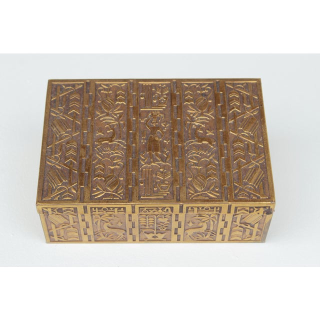 Storage box for jewelry, makeup, or cigarettes by Eugen Schwemmle for Erhart Söhne, manufactured in the 1930s. Brass with...