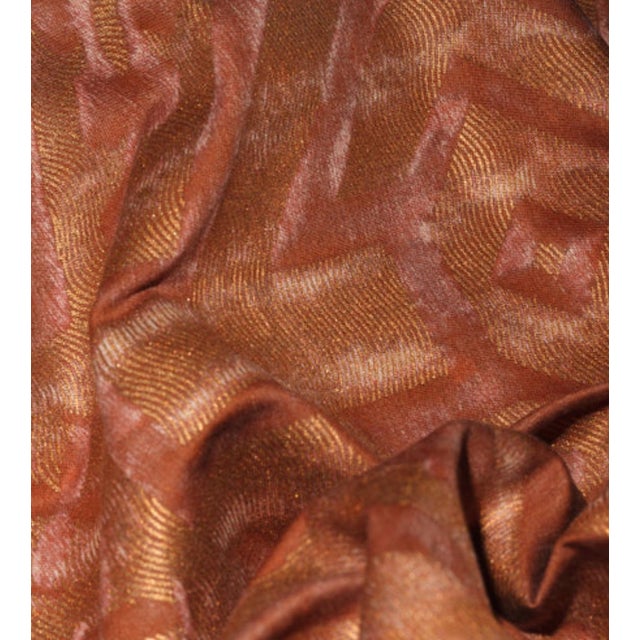 Italian Fortuny Altare Italian Copper Hand Printed Cotton Fabric Remnant With Borders For Sale - Image 3 of 5
