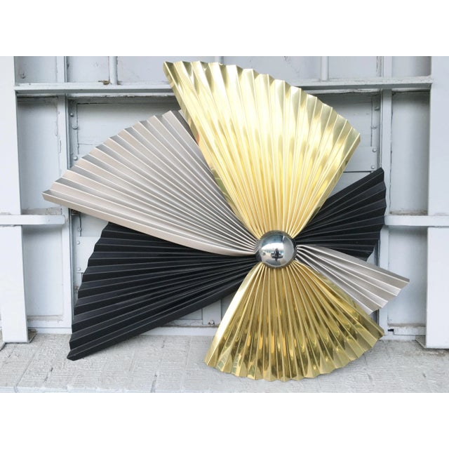 MidCentury C Jere Abstract Pleated Metal Wall Sculpture Art Chairish