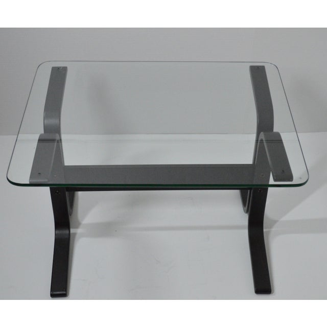 1960s Westnofa Norway Ingmar Relling Attribute Siesta Bentwood Black Glass Side End Table For Sale In Cincinnati - Image 6 of 7