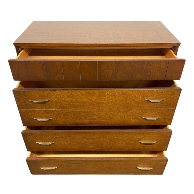 1970s 1970s Mid Century Modern Bassett Furniture 4 Drawer Dresser With Dovetail Construction and Brass-Toned Pulls For Sale - Image 5 of 9