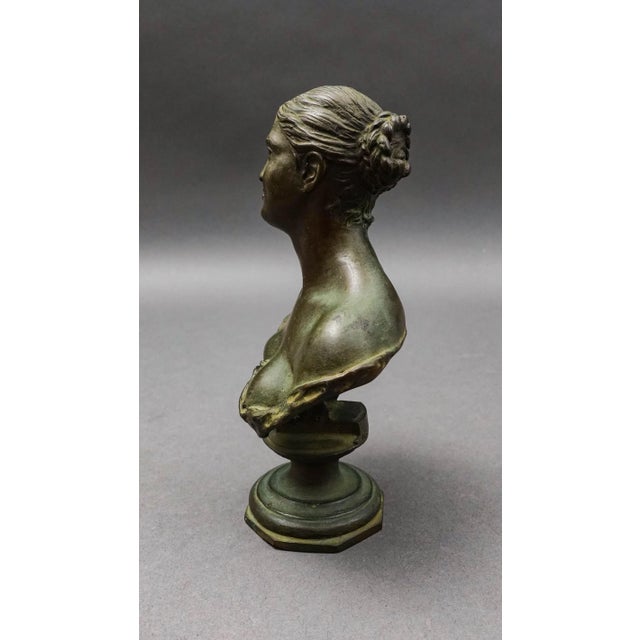 Mid-Century Modern Mid 20th Century Vincenzo Gemito Naples Italy Antique Busto Di Donna Bronze Woman Bust Sculpture For Sale - Image 3 of 8