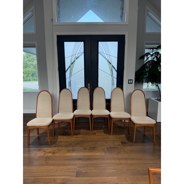 Mid-Century Modern Set of 8 Benny Linden Solid Teak Dining Chairs | Danish Modern | Original Upholstery | 2 Armchairs & 6 Side Chairs For Sale - Image 3 of 13