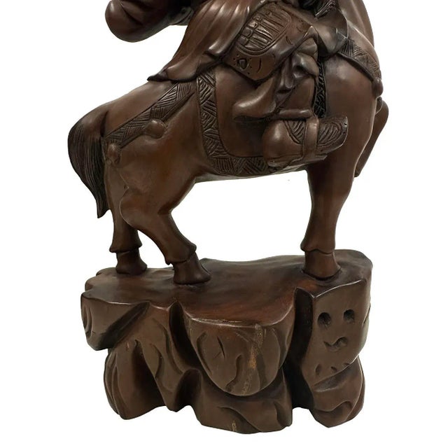 Mid-20th Century Chinese Wood Carved God of Martial Wealth Status For Sale - Image 11 of 11