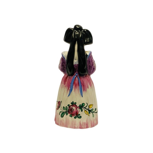 Mid Century French Faience Figural Figurine Traditional Costume and Headdress For Sale - Image 4 of 8