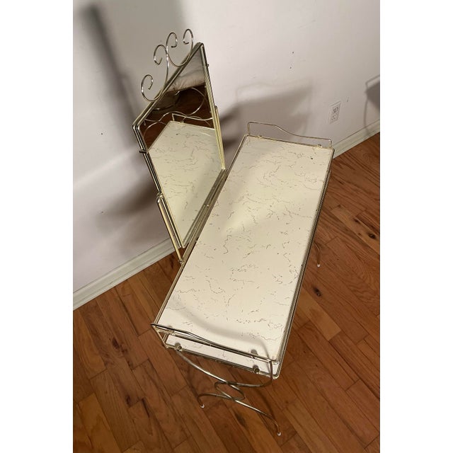 Gold Vintage Hollywood Regency Gold-Toned Makeup Vanity Table Set, Mid-Century Modern, For Sale - Image 8 of 12