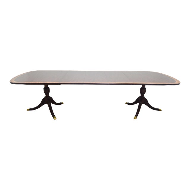 Henkel Harris Mahogany Banded Dining Table For Sale