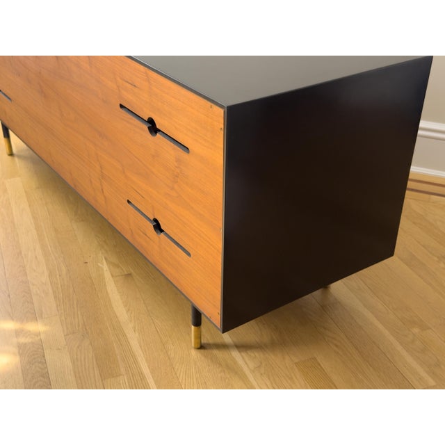 Brown BDDW Lake Credenza Walnut and Graphite Lacquer For Sale - Image 8 of 15