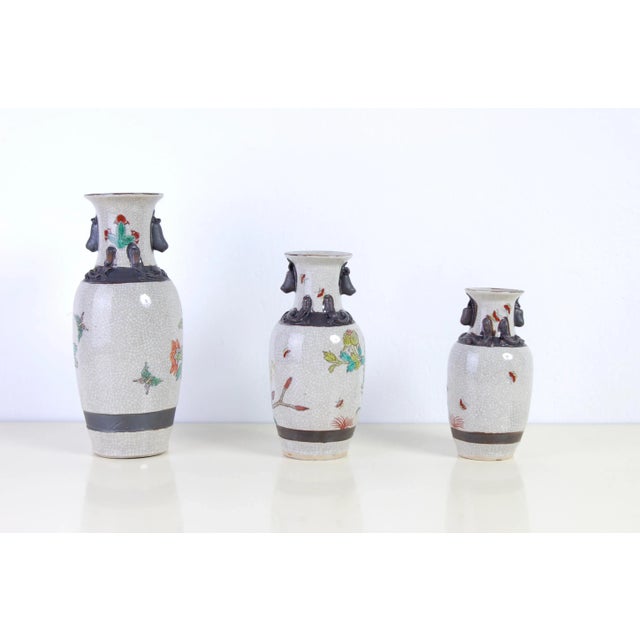 Japanese Ceramic Vases, Early 1900s, Set of 3 For Sale - Image 3 of 12