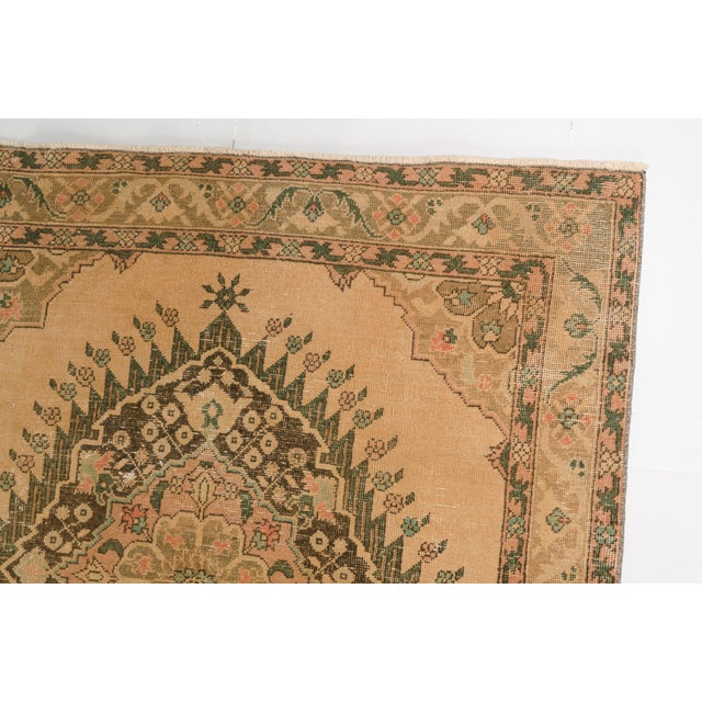 Turkish Kurdish Beige Hallway Runner Carpet For Sale - Image 3 of 10