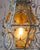 Metal Early 1900s Italian Wrought Iron Lantern Light Green Finish Amber Glasses For Sale - Image 7 of 12