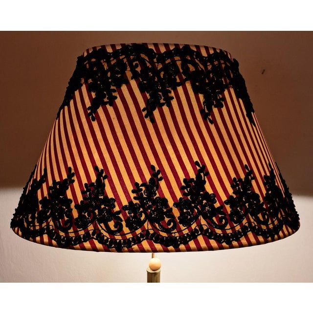 Vintage Floor Lamp with Brass Base and Handmade Fabric Shade by Lamplove, 1980s For Sale - Image 10 of 11