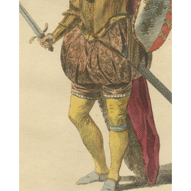 18th Century Jefferys, Military Habit of King Edward Vi in 1552, Sword and Shield, Jefferys Plate, 1757, Engraving For Sale - Image 5 of 8