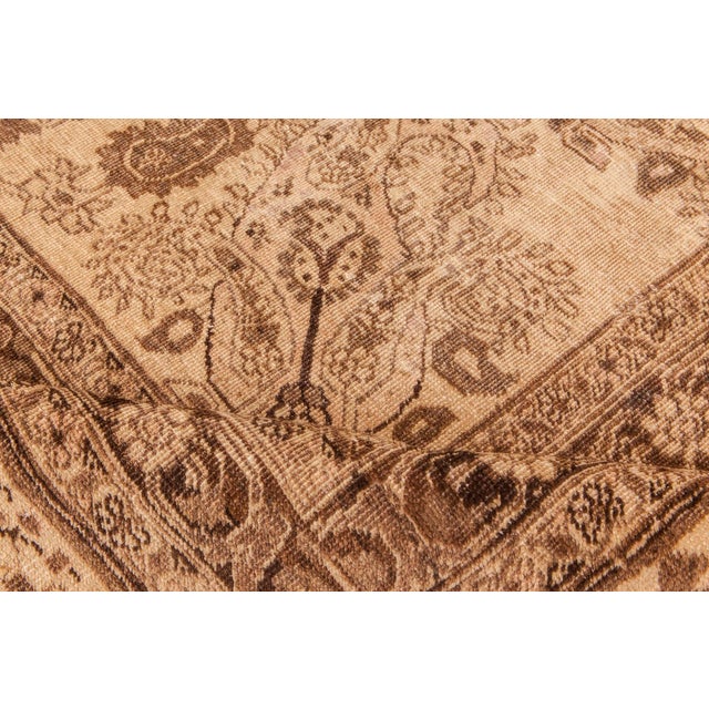 Persian Antique Persian Tabriz Beige and Brown Handmade Wool Rug For Sale - Image 3 of 5