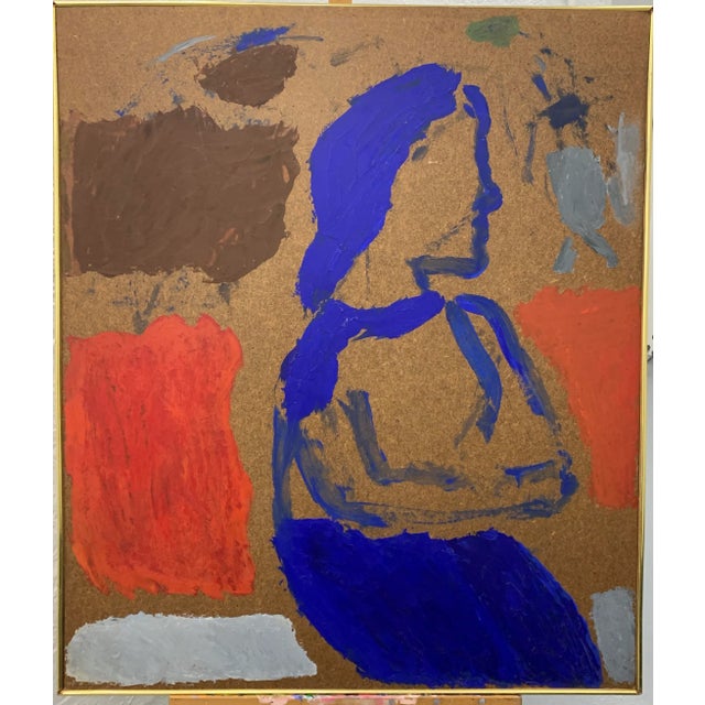 Blue 1960s Figurative Oil Painting "Crossed Arms" For Sale - Image 8 of 8