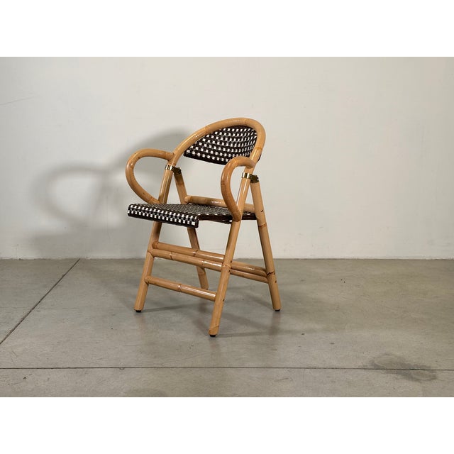 Wood Bamboo Folding Chairs, 1990s, Set of 8 For Sale - Image 7 of 18