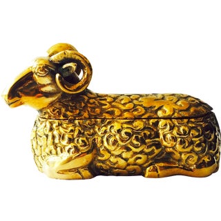 Vintage Brass Ram Box For Sale