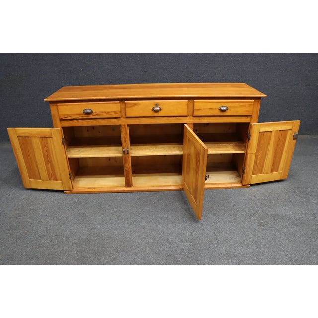 Brown Pine Three-Door Sideboard/Store Counter With Three Drawers For Sale - Image 8 of 15