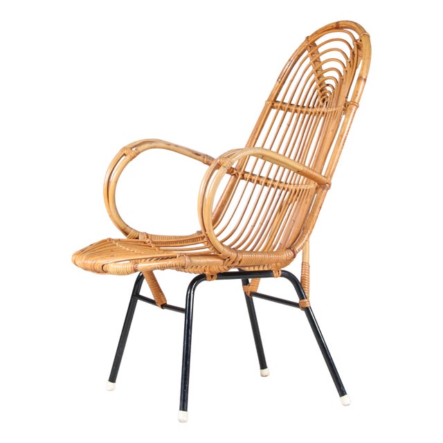 Rattan Chair by Gebroeders Jonkers for Noordwolde, Netherlands, 1950s For Sale