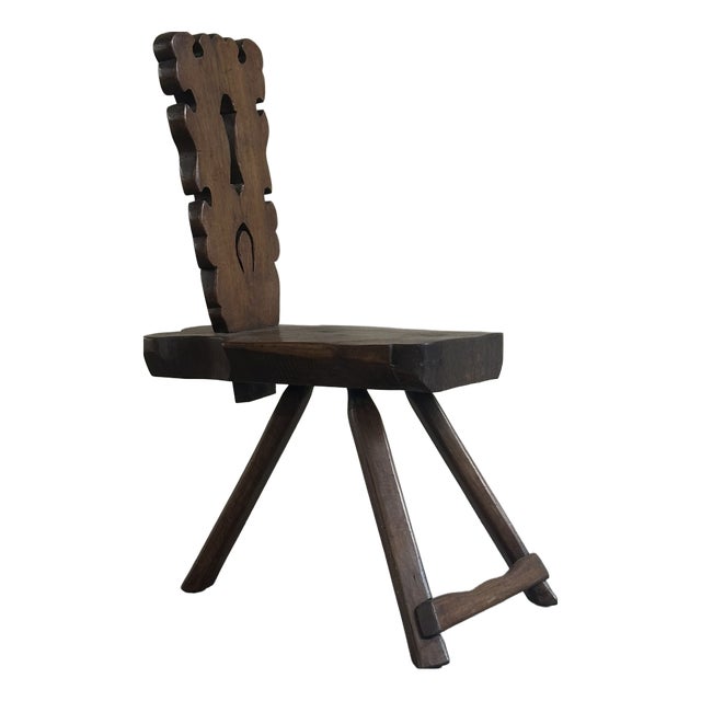 Vintage Italian Sculptural Chair in Wood, 1950s For Sale