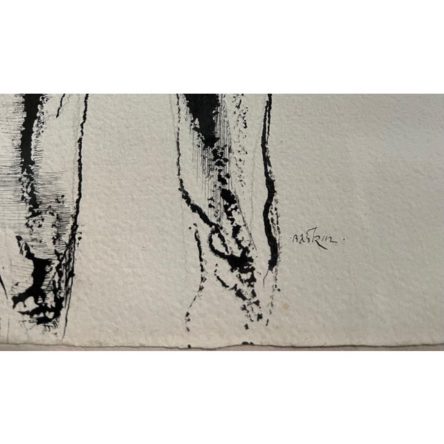 Leonard BaskinLeonard Baskin Watercolor Ink Illustration Painting Darkened Man, Nude with Bird, c.1957 For Sale - Image 11 of 12