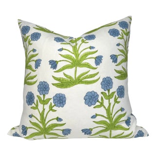 Mughal Blue Floral Pillow Cover, 20x20 Pillow For Sale