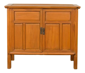 Vintage Chinese Buffet with Paneled Doors, Hidden Drawers and Natural Patina